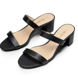 Women's Black Chunky Heel Sandals